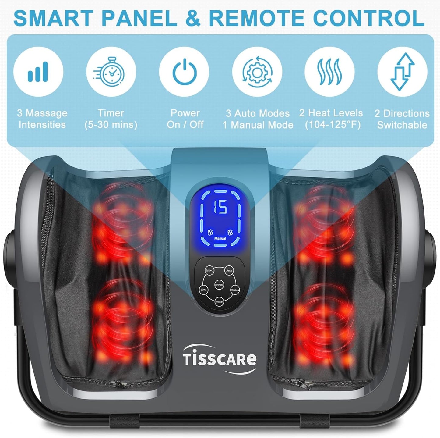 TISSCARE Shiatsu Foot Massager with Heat, FSA Eligible HSA Foot Massager for Plantar Fasciitis, Neuropathy, Circulation and Pain Relief, Massage Feet at Home/Office, Gift for Men and Women