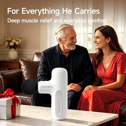 HEYCHY Super Mini Massage Gun Deep Tissue, Handheld Muscle Massager with 4 Heads, Percussion Travel Size Massager Gun FSA Eligible for Men Women Back Relief, Quiet for Home, Gym, Office, HSA, Black