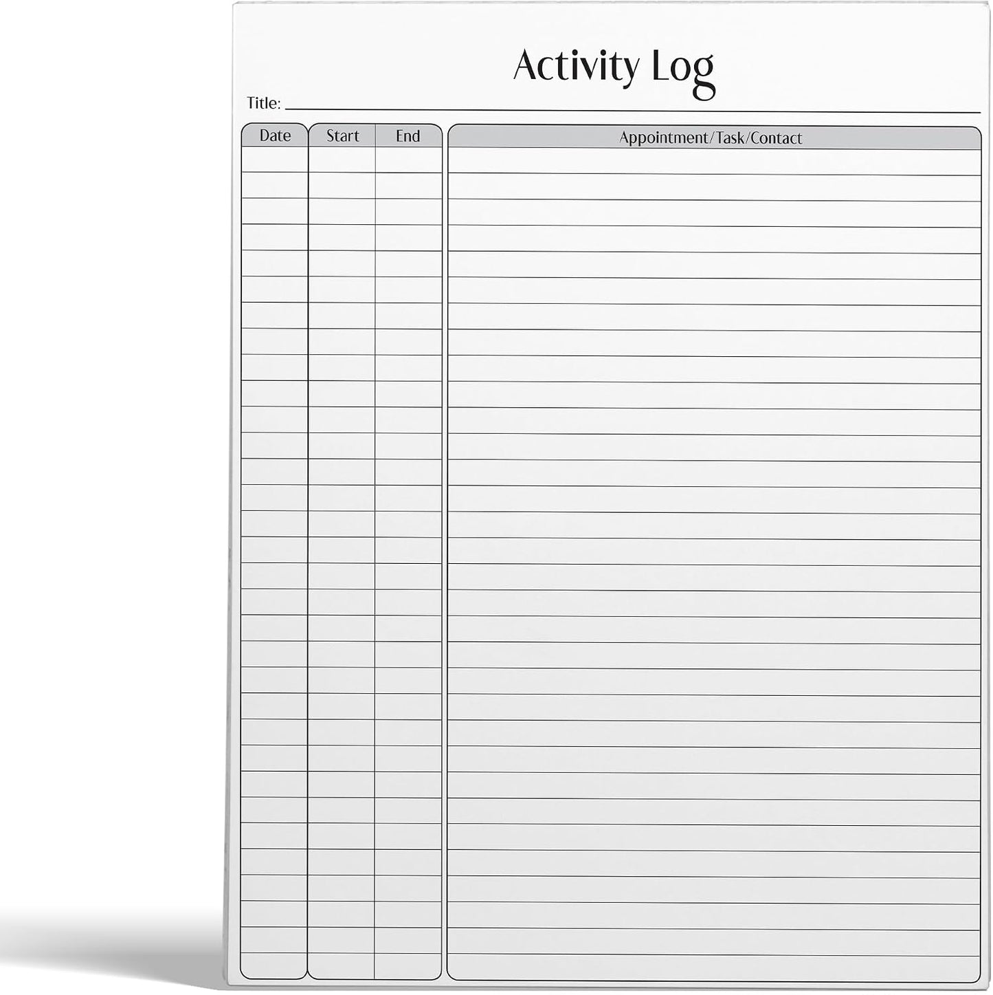 Better Office Products Activity Log Notepad, 8.5" x 11", Planning Note Pad, 50 Sheets, Daily Time Tracking Productivity Checklist Organizer, (1 Pack)