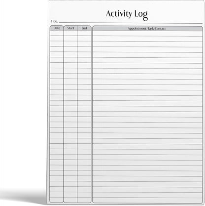 Better Office Products Activity Log Notepad, 8.5" x 11", Planning Note Pad, 50 Sheets, Daily Time Tracking Productivity Checklist Organizer