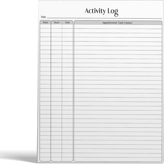 Better Office Products Activity Log Notepad, 8.5" x 11", Planning Note Pad, 50 Sheets, Daily Time Tracking Productivity Checklist Organizer