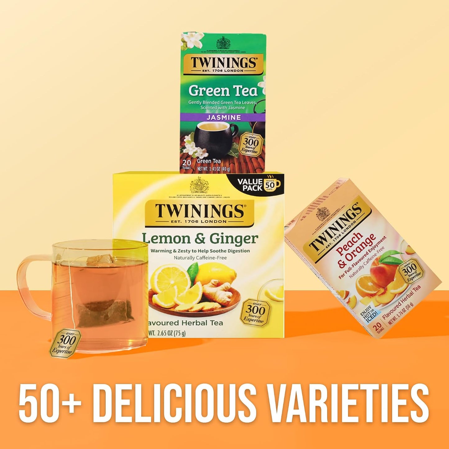 Twinings Mango & Pineapple Herbal Tea Individually Wrapped Bags, 20 Count (Pack of 1), Naturally Caffeine-Free, Enjoy Hot or Iced, 20 Teabags