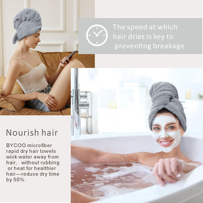 Large Microfiber Hair Towel Wrap for Women, Anti Frizz Drying Towel, Fast Dry Turban Wet Hair, Long, Thick, Curly Super Absorbent Soft Towels - White