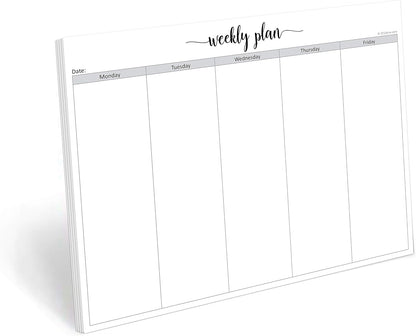 321Done Undated Weekly Planner Notepad, Jumbo 11x17 Desk Pad - 50 Tear-Off Sheets, Weekday Monday-Friday Schedule, Daily Task Planner for Home, Office & Student Use - Made in USA