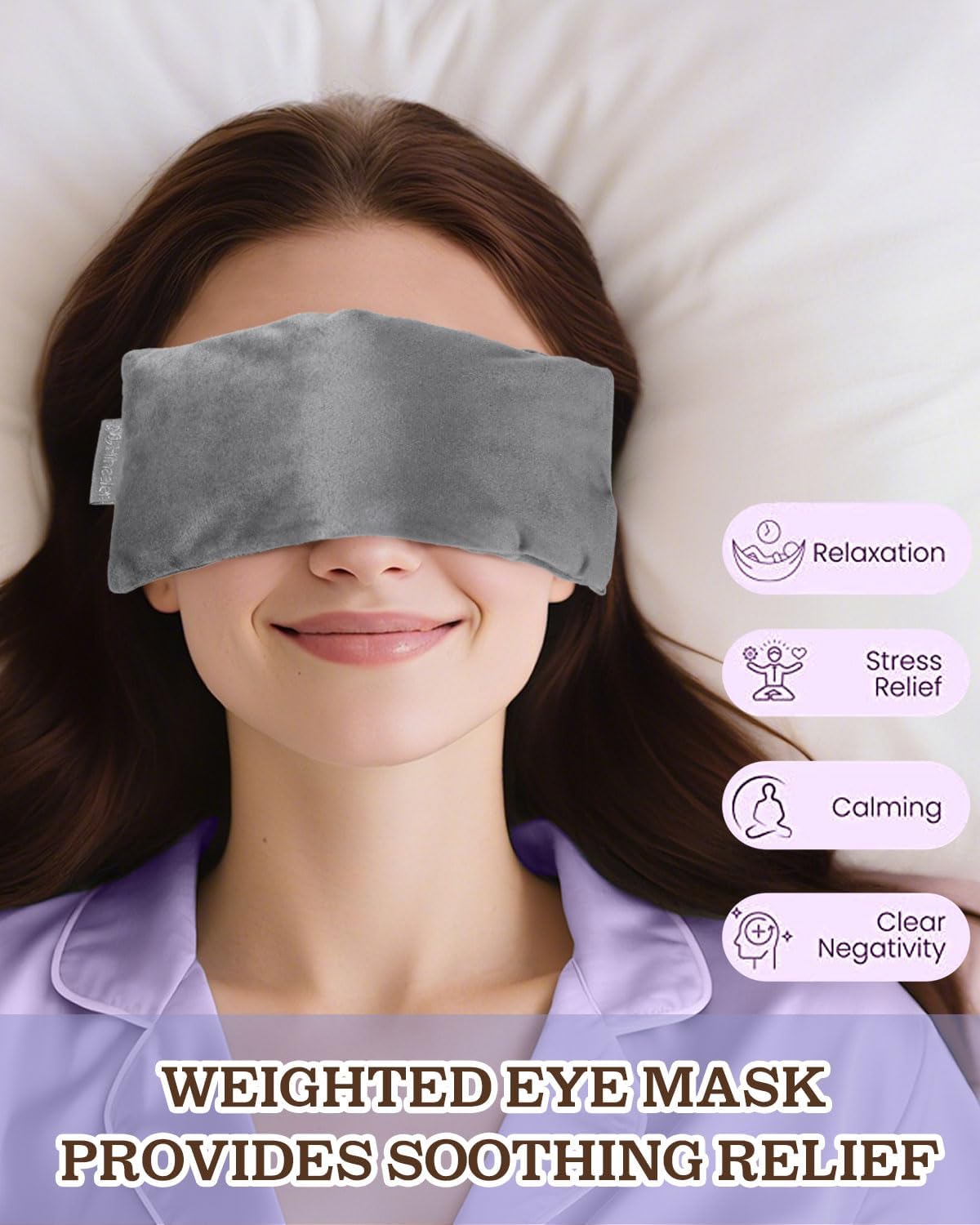 Hihealer Lavender Eye Pillow for Relaxation, Yoga, Sleep, Weighted Eye Mask