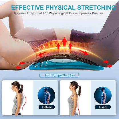 MINOLL Back Stretcher for Lower Back Pain Relief, Multiple Level Adjustable Arch Lumbar Back Cracker Board, Back Cracking Device, Back Massager for Scoliosis, Spine Decompression Support