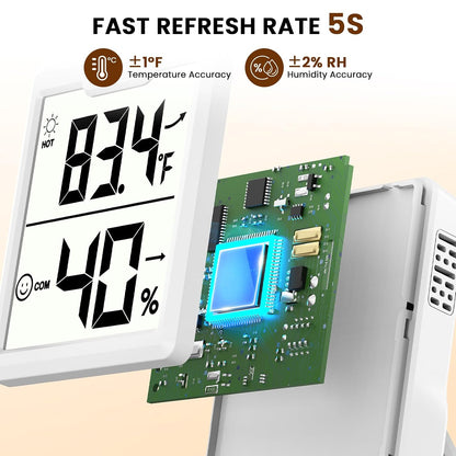 DOQAUS 3 Pieces Digital Hygrometer Indoor Thermometer Humidity Meter with Accurate Temperature and Humidity Monitor for House, Baby Room, Greenhouse, Incubator - Battery Included
