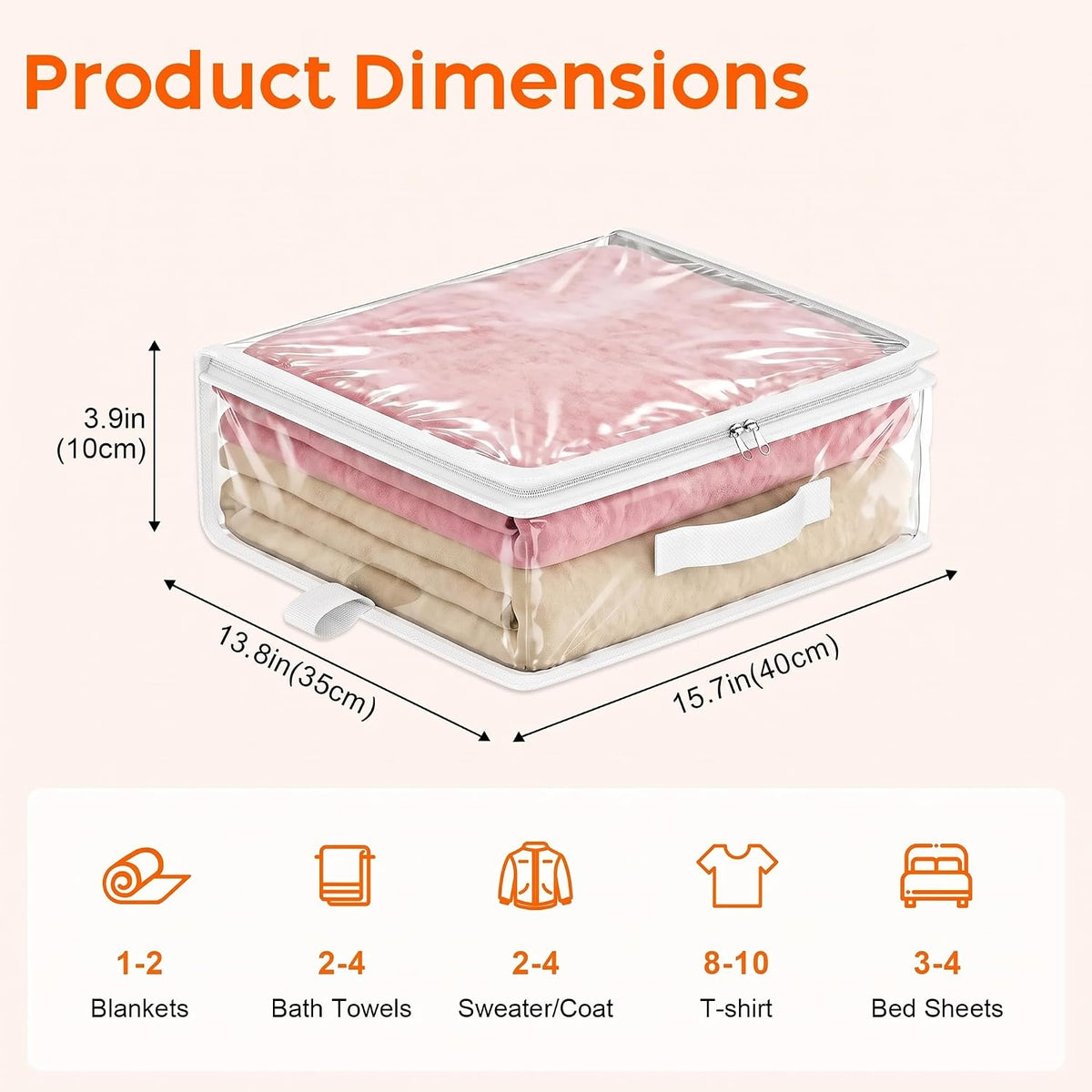 Clear Storage Bags with Zipper Handles, Sheet Organizers and Storage