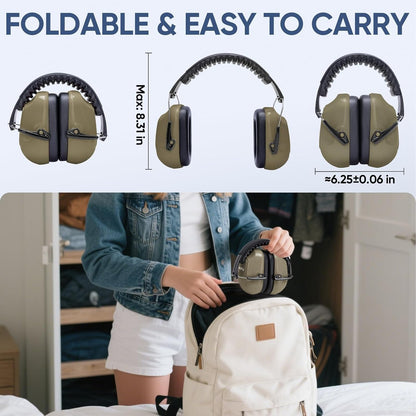 TICONN Noise Cancelling Ear Muffs for Adults, SNR 33dB Hearing Protection, Adjustable Safety Earmuffs for Construction