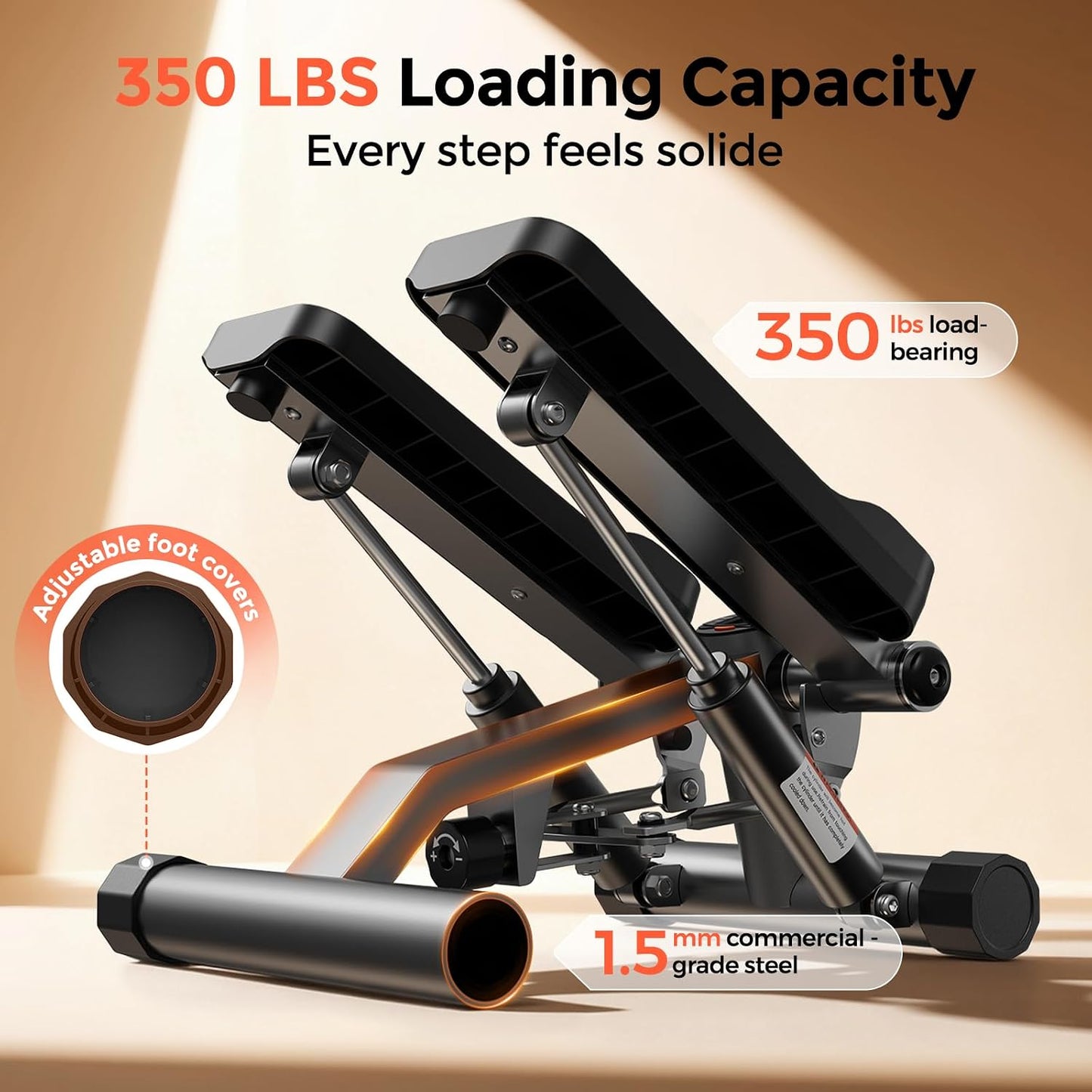 SPORTSROYALS Stair Stepper,Twist/Mini Stepper for Exercise at Home,Step Machine with Resistance Bands for Full Body Workout, 350lbs+ Capacity