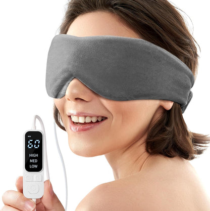 YFONG Heated Eye Mask, Warm Eye Compress Mask for Dry Eyes, USB Electric Heating Pad with Temperature & Timer Control, Dry Sleep Mask for Relax & Reduce Strain Dark Circle Stye Treatment, Blue