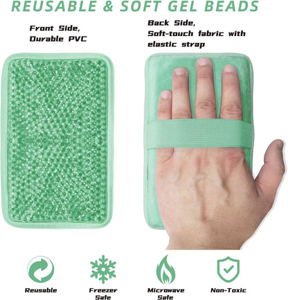 Gel Beads Ice Pack Ice Bag with Strap-1 Pack Reusable Hot & Cold Pack Compress for Knee, Shoulder, Foot, Back, Ankle, Neck, Hip, Elbow, Wisdom Tooth-7.76''x4.93''(Blue)