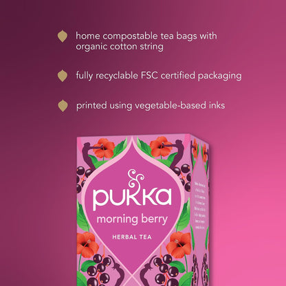 Pukka Morning Berry Organic Herbal Tea Bags, 20 Bags