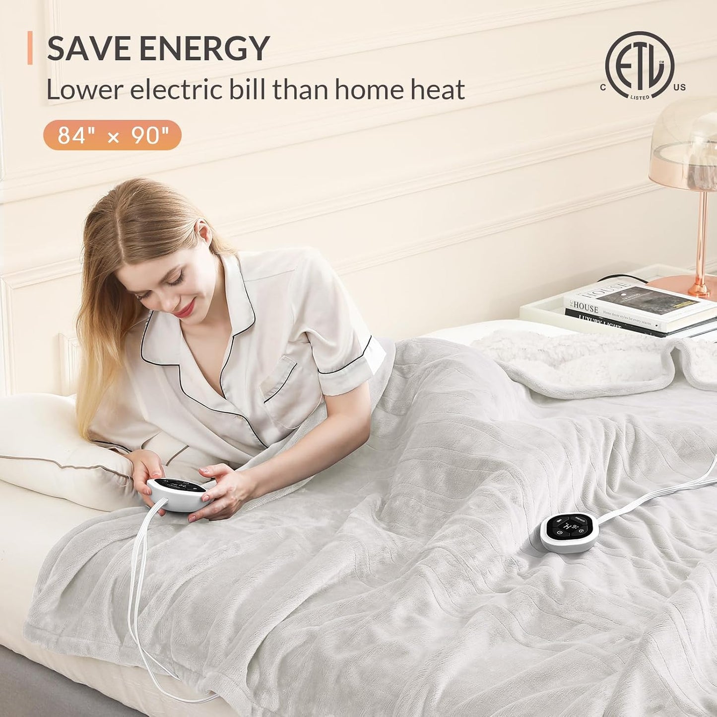 HOMLYNS LuxeHeat Heated Blanket Electric Blanket, Soft Flannel Sherpa Heated Throw, Heating Blanket with 5 Heat Settings, 3 hrs Timer Auto Shut Off (50x60 inches, Purple), Only for 120V Voltage Use