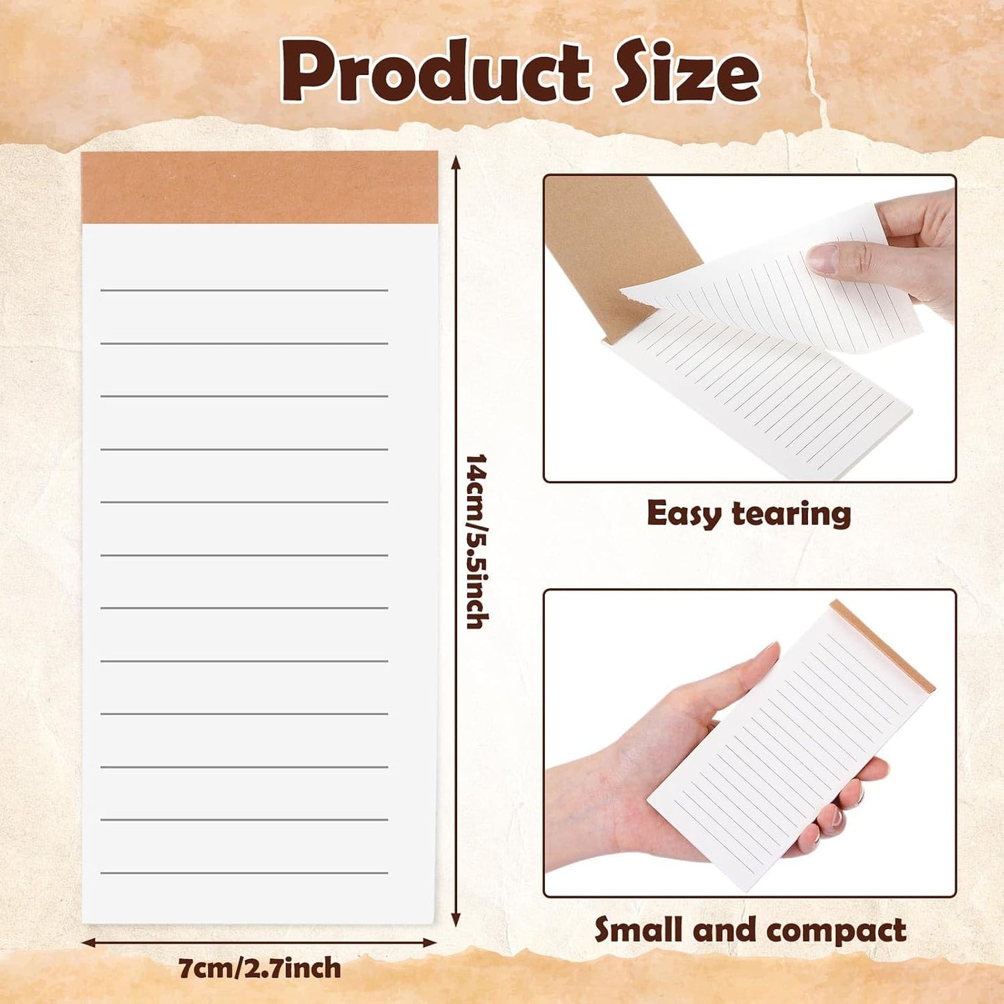 Eaasty 50 Pack Daily to Do List Notepad 2.7" x 5.5" Kraft Pocket Notepad