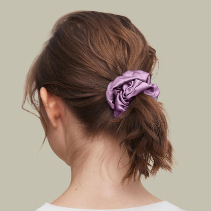 LILYSILK Silk Hair Scrunchies / Ties for Frizz & Breakage Prevention, 100% Mulberry, No Damage, Elastic ponytail Holders, 1Pc, Coffee - Colors A