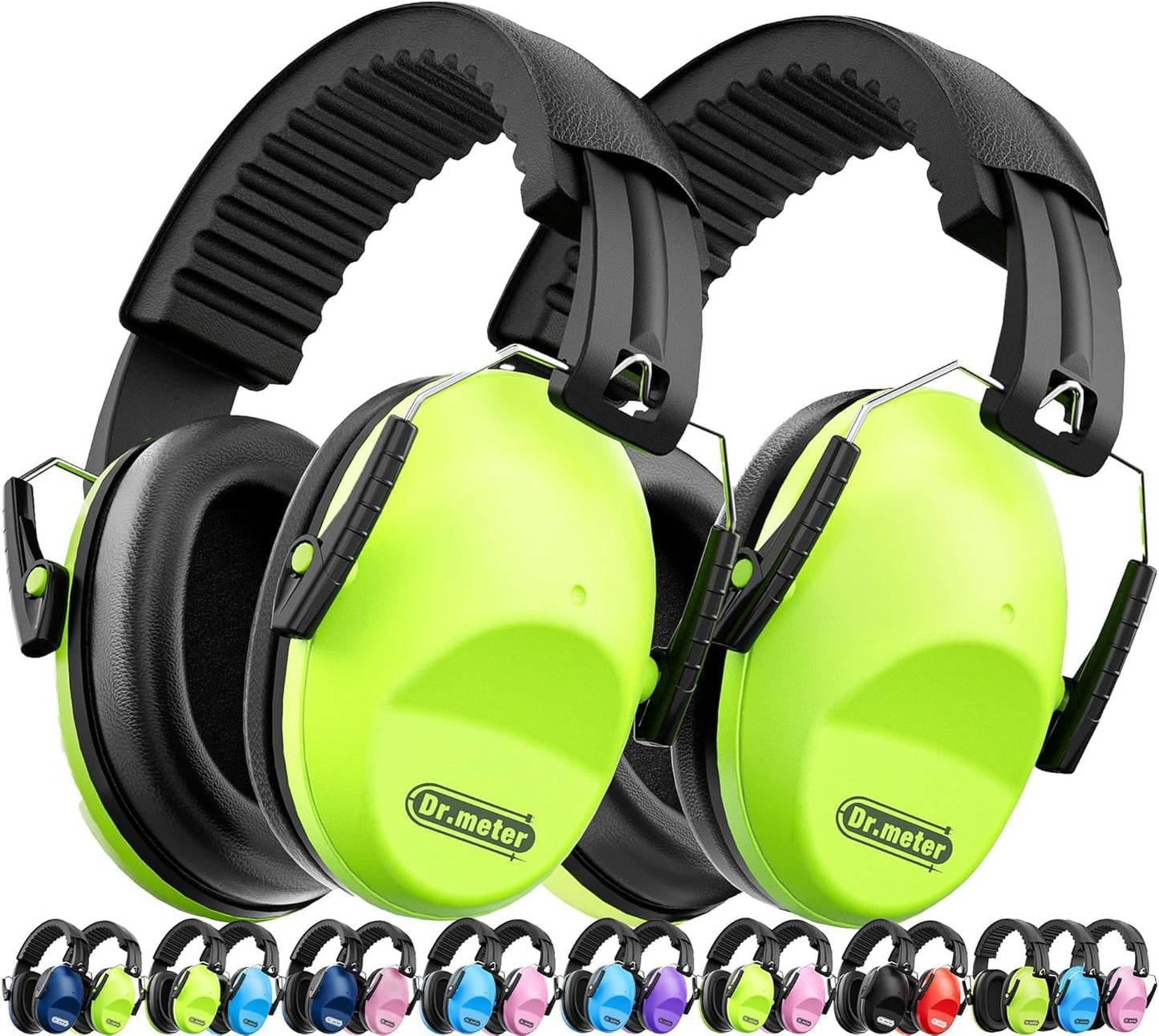 Dr.meter Ear Muffs for Noise Reduction: 27.4SNR Noise Cancelling Headphones for Kids Adults, EM100 Adjustable Hearing Protection Earmuffs for Monster Jam, Autism Sensory, Concerts, Fireworks- 3PACK