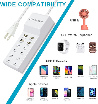 USB C Multiport Power Strip USB Desktop Fast Charging Station