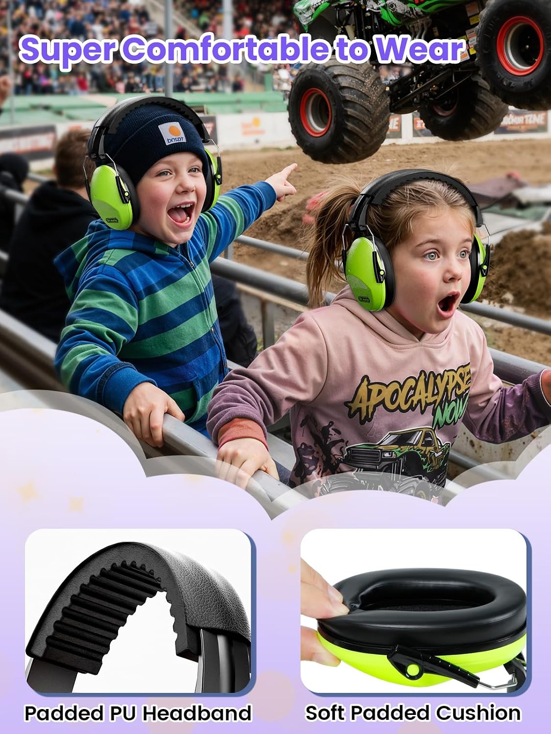 Dr.meter Ear Muffs for Noise Reduction: 27.4SNR Noise Cancelling Headphones for Kids Adults, EM100 Adjustable Hearing Protection Earmuffs for Monster Jam, Autism Sensory, Concerts, Fireworks- 3PACK