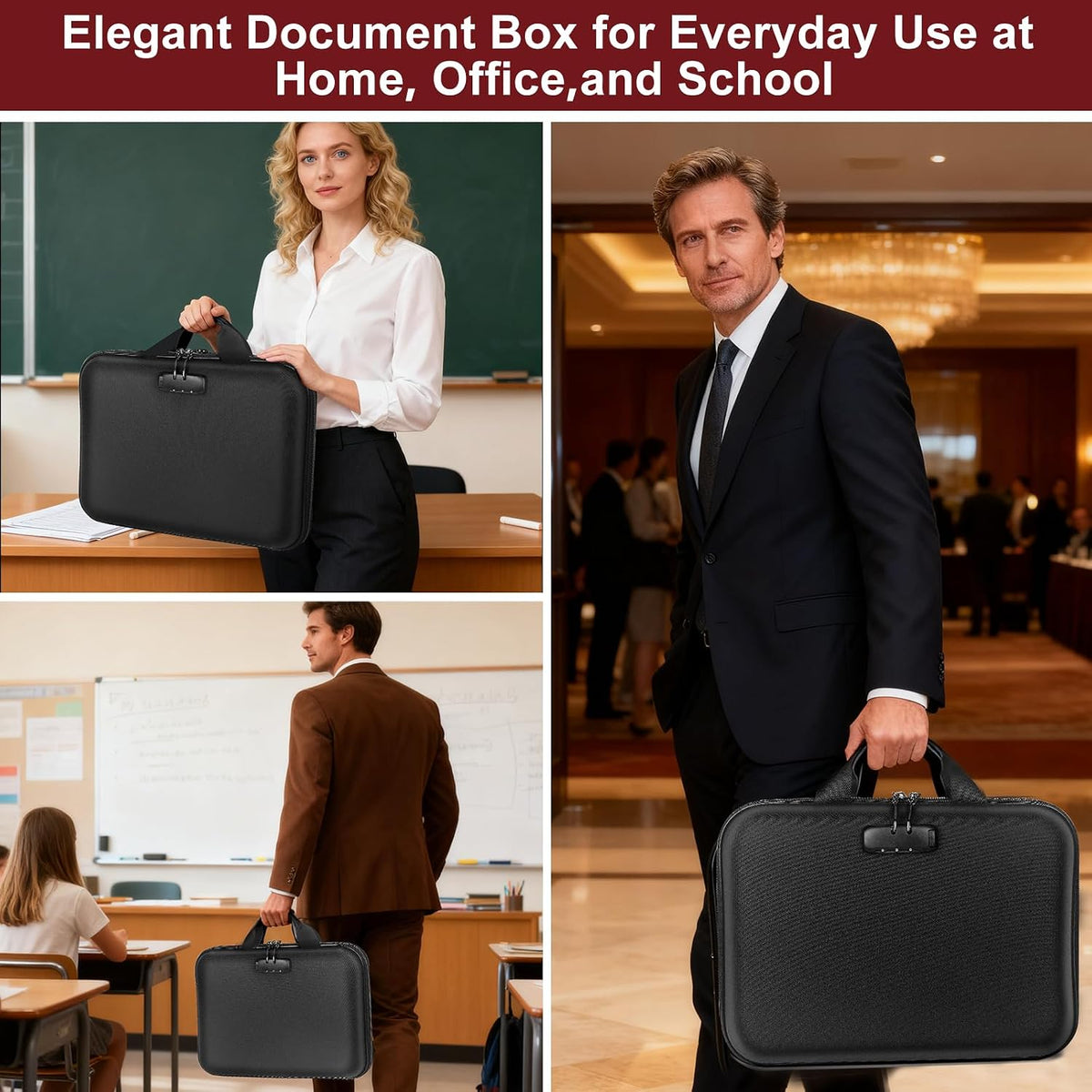Fireproof Document Organizer Box with Lock for Important Documents