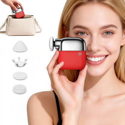 Mini Massage Gun, 0.4lb Ultra-Lightweight Pocket Sized Deep Tissue Percussion Muscle Massager, Portable Handheld Massage Gun for Travel, Gym, Office, 4 Modes, 4 Heads, Grey