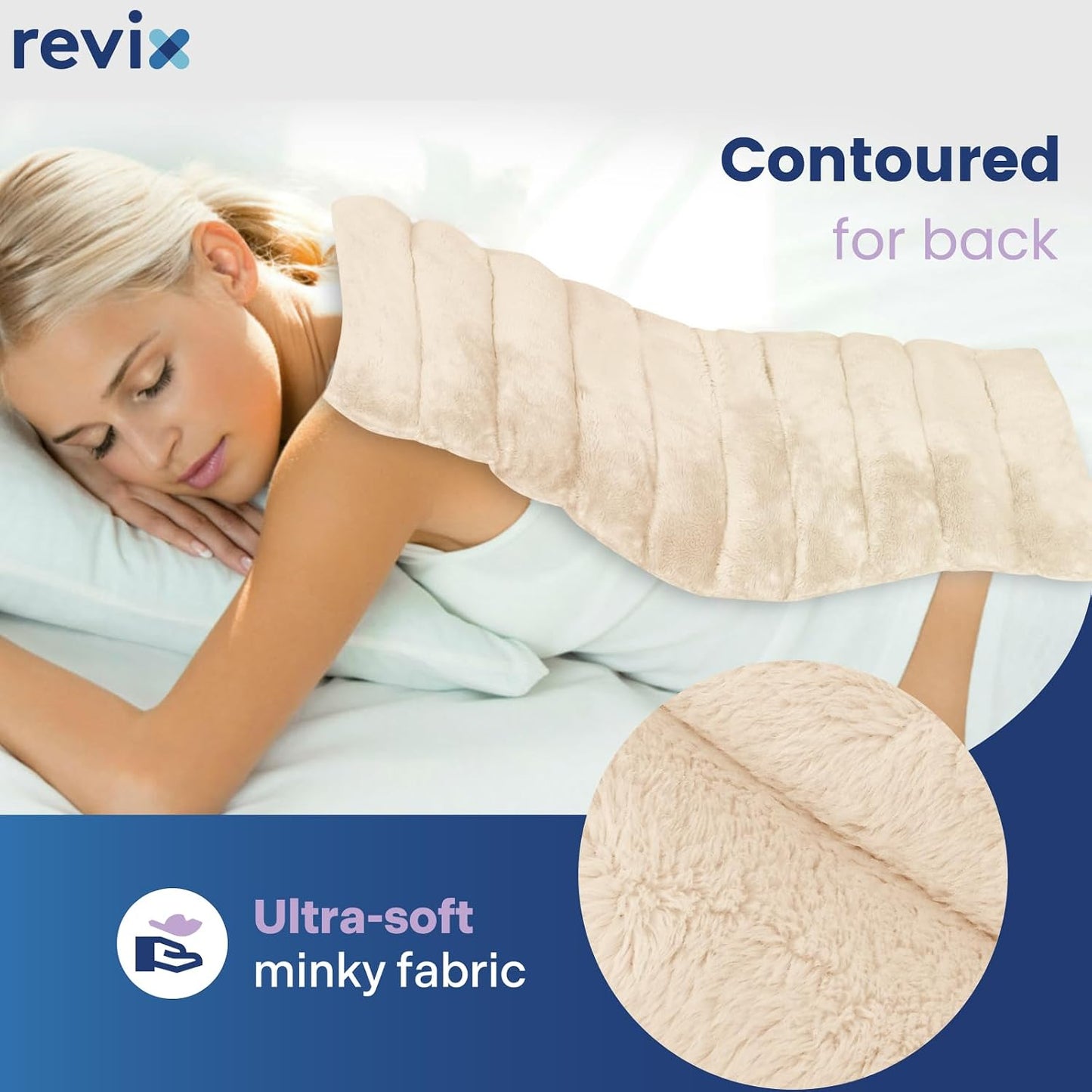 REVIX Extra Large Heating Pad Microwavable for Back with Moist Heat, Microwave Heated Wrap for Full Back, Neck Shoulder and Muscles, Rose Velvet XXL Rice Bean Bag