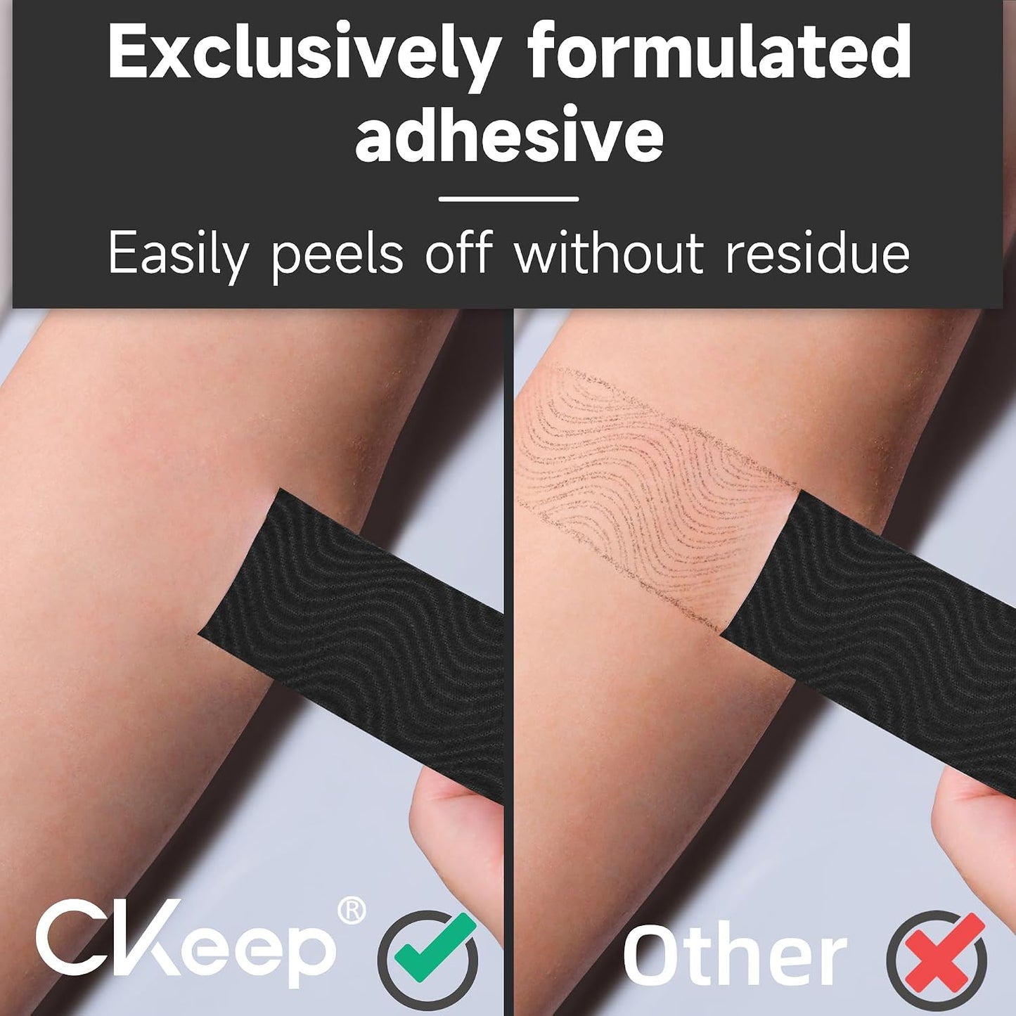 CKeep Kinesiology Tape, Uncut Premium Elastic Athletic Tape 2 Rolls, Beige | Original Cotton Latex Free Kinetic Tape, Breathable & Waterproof Sports Tape for Muscle and Joint Support, 2inch x 16ft
