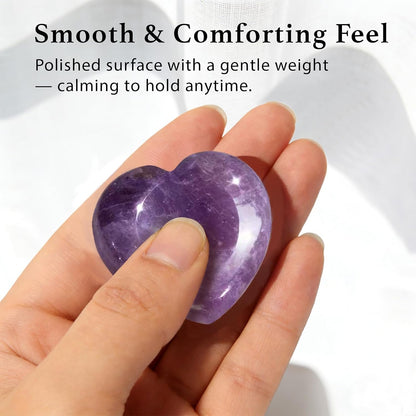 Anxiety Support Gift for Women - Amethyst Crystal Worry Stone, Stress Relief Thumb Stone, Thinking of You Comfort Gift, Inspirational Keepsake for Friends Family & Loved Ones (Amethyst)