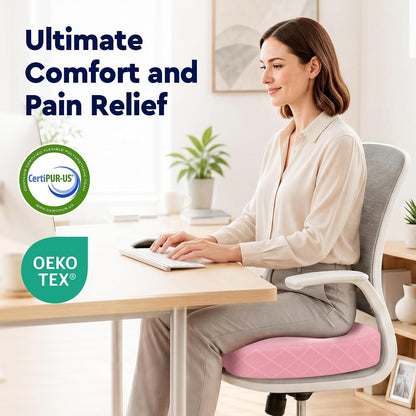 TushGuard Seat Cushion - Memory Foam Sitting Pillow for Office Chair, Car Seat, Airplane, Bleacher - Sciatica & Hip & Coccyx Pain Relief Desk Chair Cushion for Long Sitting Office Workers, Car Drivers