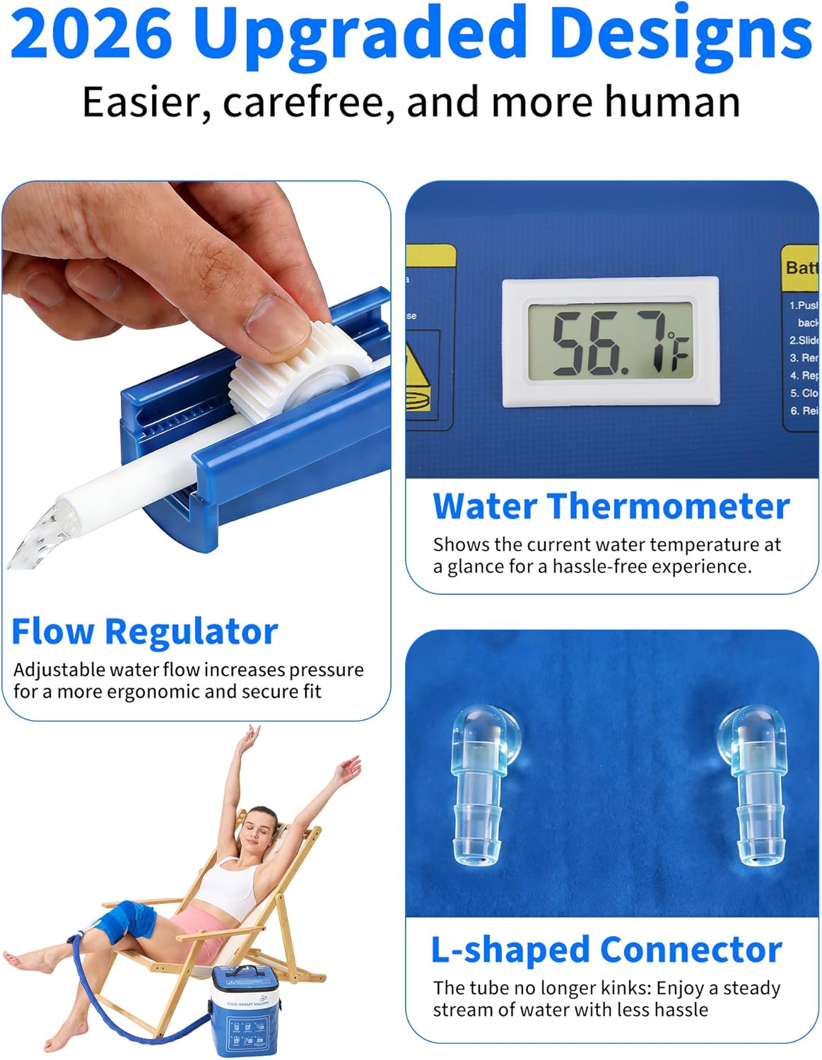 Cold Therapy Machine for Foot Ankle Surgery, Ice Therapy Machine with Pressure Regulator, Timer & Temperature Display, Cryotherapy Unit with Foot Ankle Ice Pack Wrap for Post-Surgery Recovery