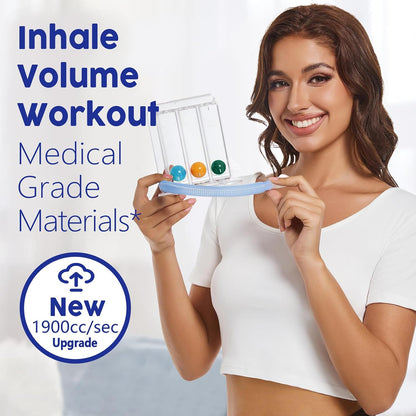 Breathing Exercise Device for Lungs, Deep Breathing Trainer with Flow, Design for Gentle Breathing Training & Recovery Support, Easy to Clean
