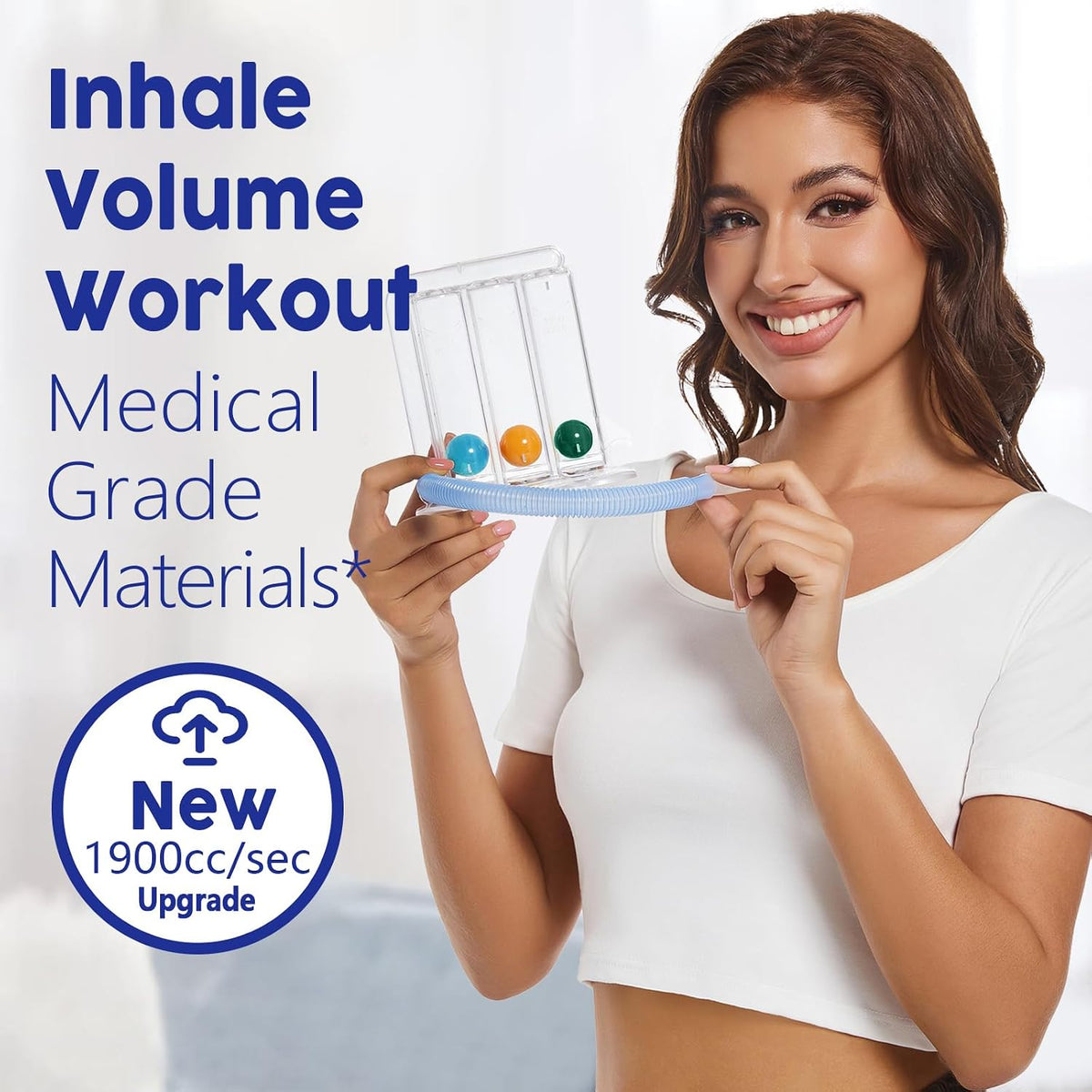 Breathing Exercise Device for Lungs, Deep Breathing Trainer with Flow, Design for Gentle Breathing Training & Recovery Support, Easy to Clean