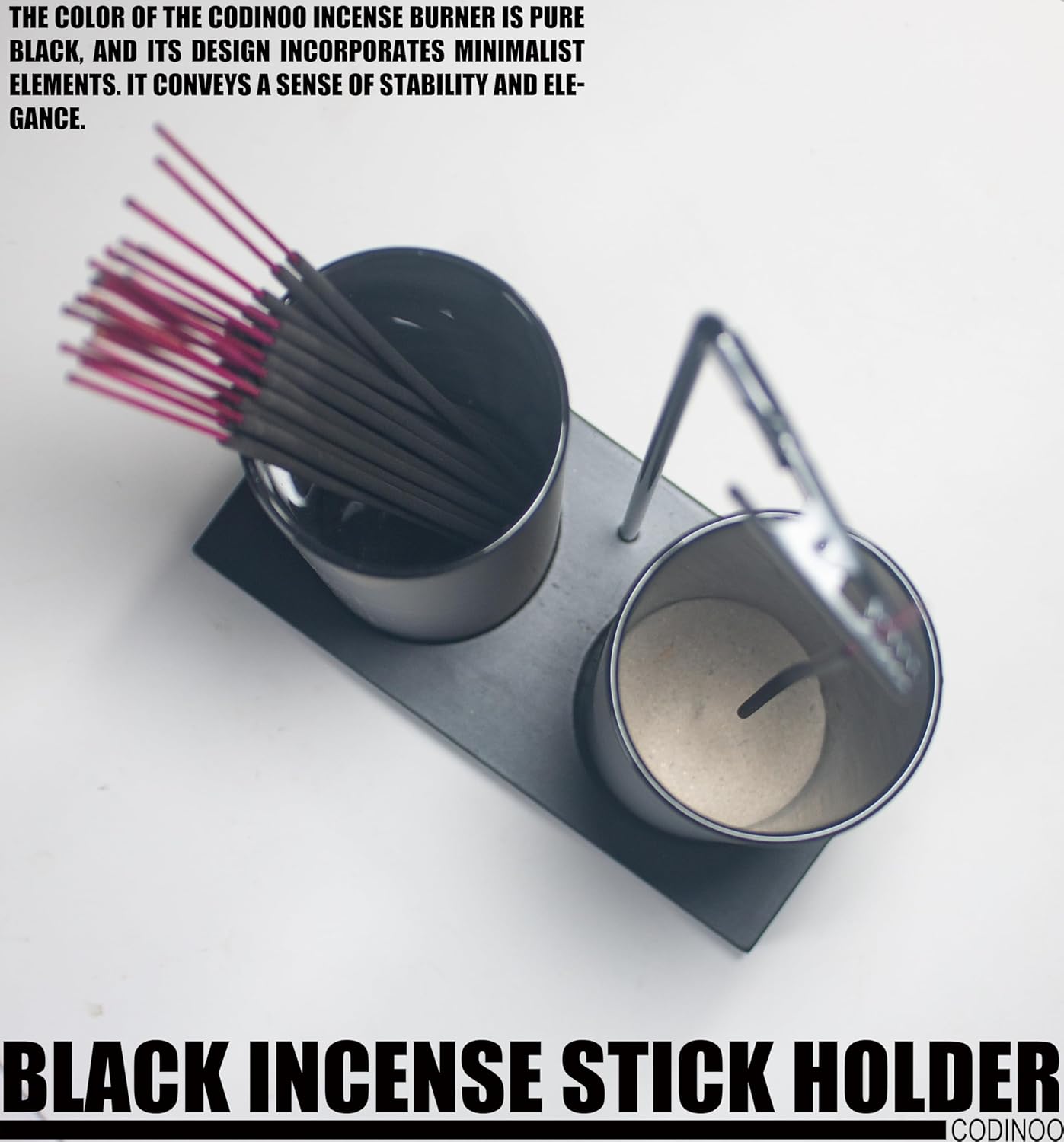 2 in 1 Incense Burner Holder for Sticks,Glass Incense Holder with Storage,Upside Down Incense Holder for Sticks with Glass Ash Catcher for Meditation Yoga Spa Room Home Decor[Full Black]