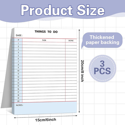 Spakon 300 Sheets Daily to Do List Notepad Notebook Library Card to Do Planner Checklist Memo Writing Pad Schedule Reminder Office Homework Planner for Task, 6" x 8(Classic,White)