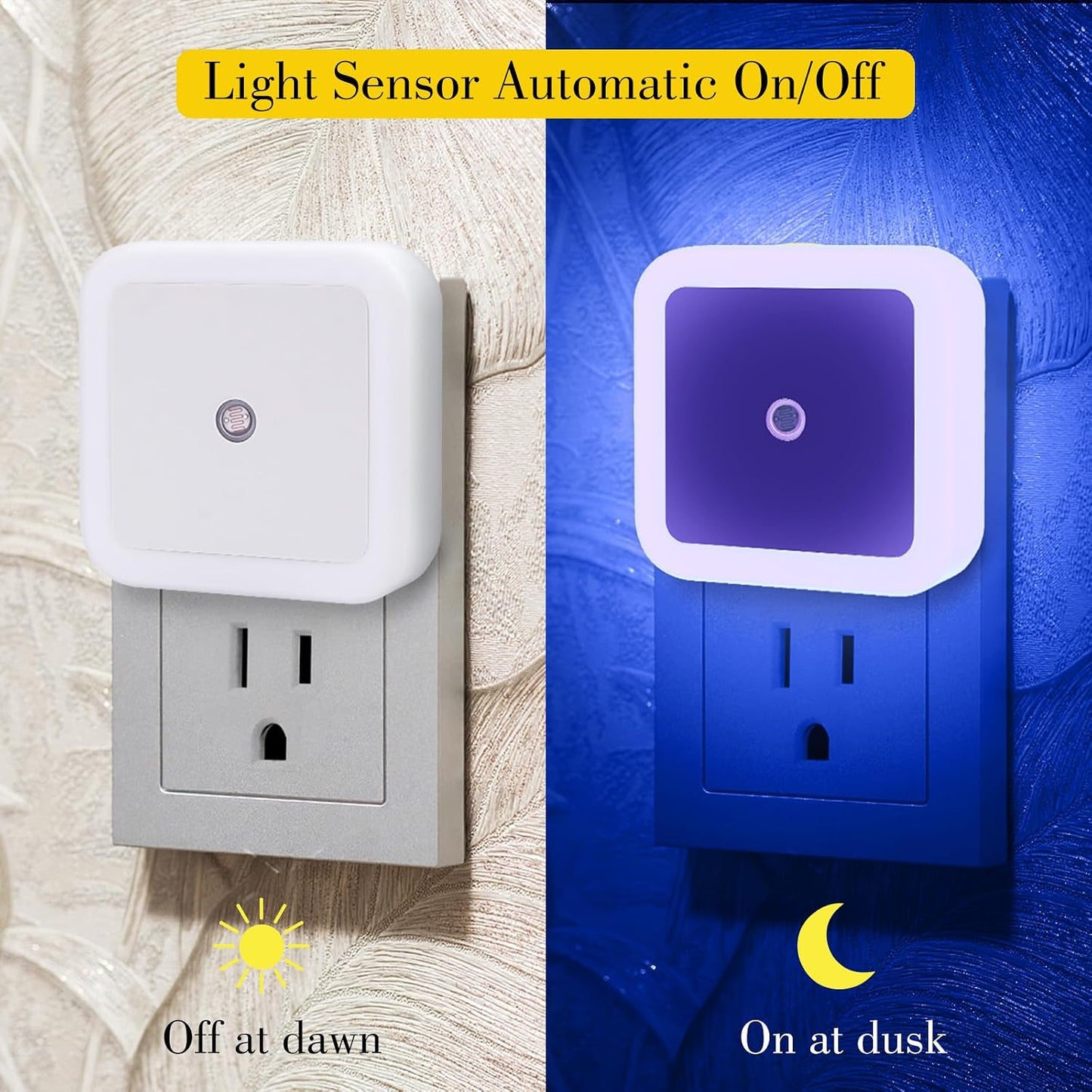 KINUR 6 Pack Night Light, LED Night Lights Plug into Wall with Dusk to Dawn sensors, Plug in Night Lights for Kids Room, Bedroom, Bathroom, Baby Nursery,Stair Lights, Hallway Light, Amber Color