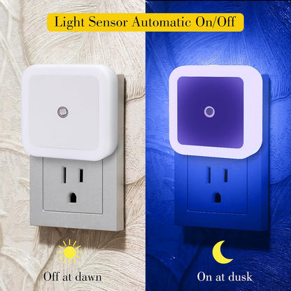 KINUR 6 Pack Night Light, LED Night Lights Plug into Wall with Dusk to Dawn sensors, Plug in Night Lights for Kids Room, Bedroom, Bathroom, Baby Nursery,Stair Lights, Hallway Light, Amber Color