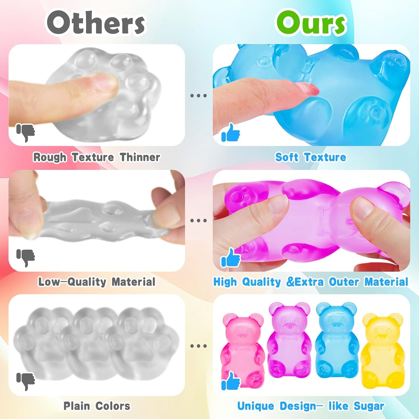 Fidget Toys Stress Balls for Kids & Adults - Changes Color in The Sun - Malt Sugar Squishy Fidget Toys - Slow Rise Gel Ball - Stretchy Squeeze Stress Relief Balls for Anxiety