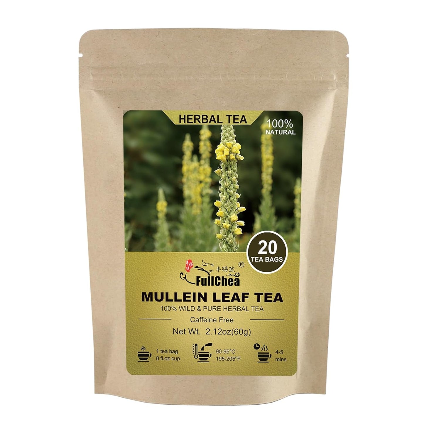FullChea - Rooibos Tea Bags, 60 Counts - Premium South African Natural Rooibos - Non-GMO - Caffeine-Free - Antioxidant-Rich & Supports Digestion