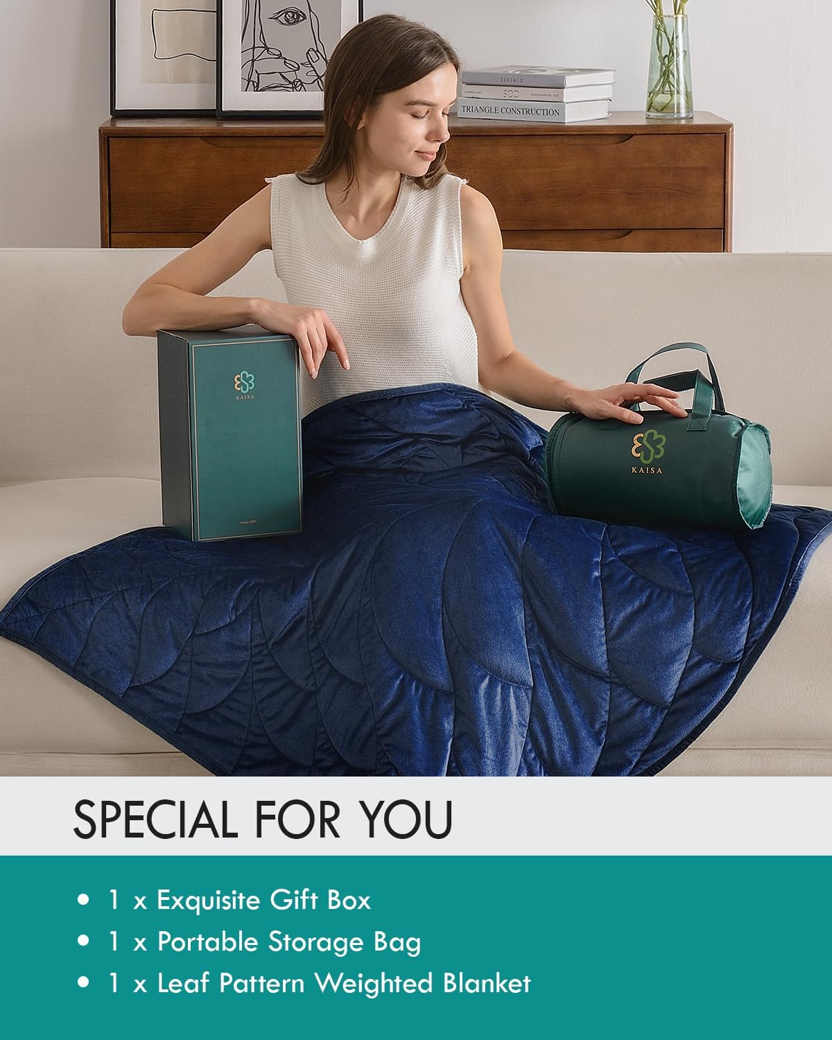 Kaisa Weighted Lap Blanket 7 lbs 41" x 53", Cozy Luxury Crystal Velvet Small Weighted Blanket for Adults, Portable Travel Weighted Blanket for Relaxation, All-Season Blanket, Machine Washable, Green