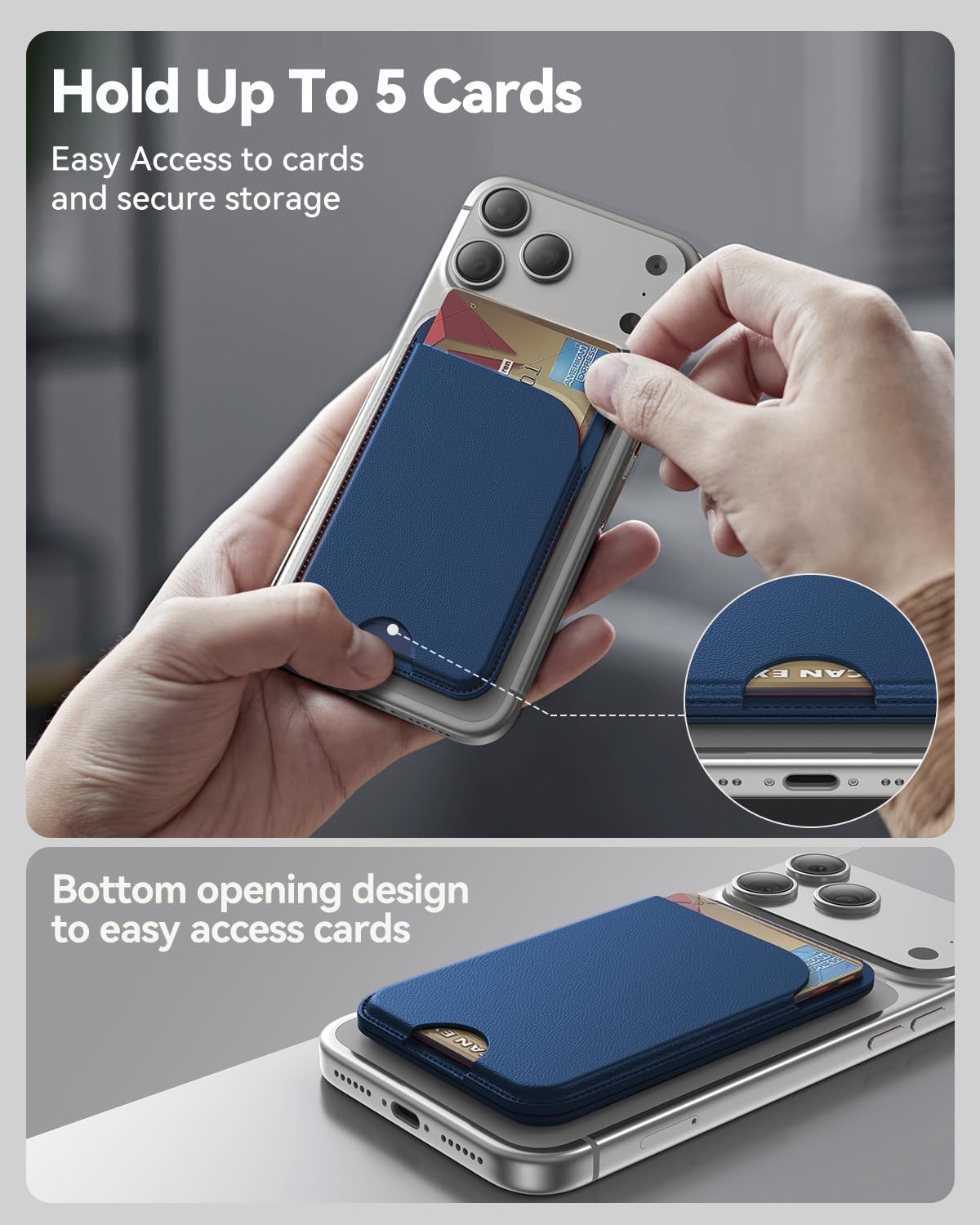 TWZKG for MagSafe Wallet, Works with Apple Find My,5 Card Holder with Stand