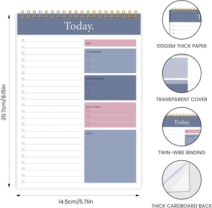 KMQOY To Do List Notepad, Daily Checklist Planner, 6.7" x 9.8", 104 Pages