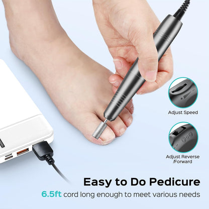 COSLUS C40 Electric Nail Drill File Professional: for Acrylic Gel Dip Powder Nails Portable Nail Machine Kit Manicure Pedicure Tools Polishing Set with Nail Drill Bits Sanding Bands