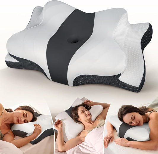 Cozyplayer True Cooling Cervical Neck Pillow for Pain Relief, Ergonomic Side Sleeper Pillow for Neck Support, Odorless Orthopedic Contour Memory Foam Pillows, Bed Pillow for Back Stomach Sleeper