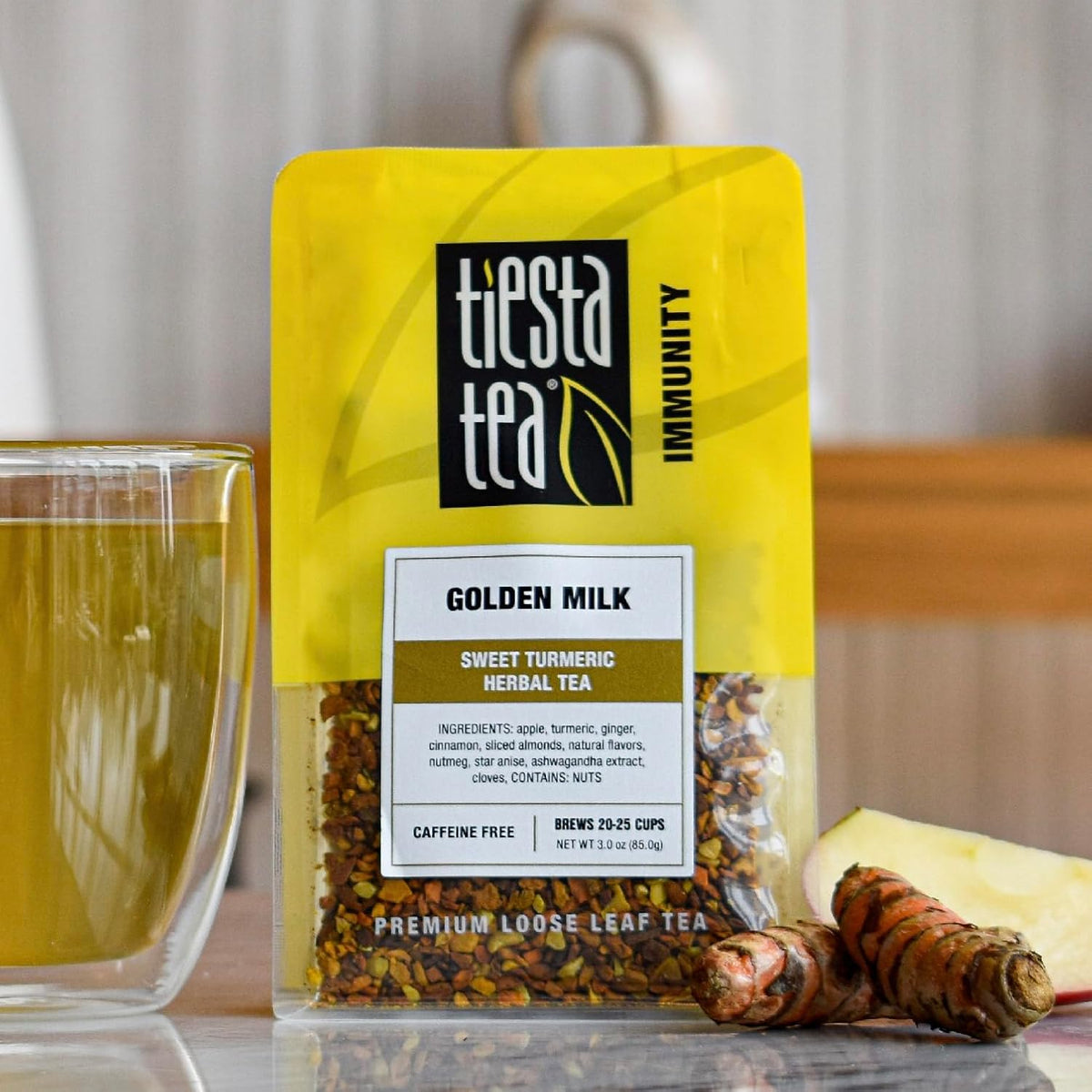 Tiesta Tea - Golden Milk, Loose Leaf, Sweet Turmeric Herbal Tea Blend, 3oz