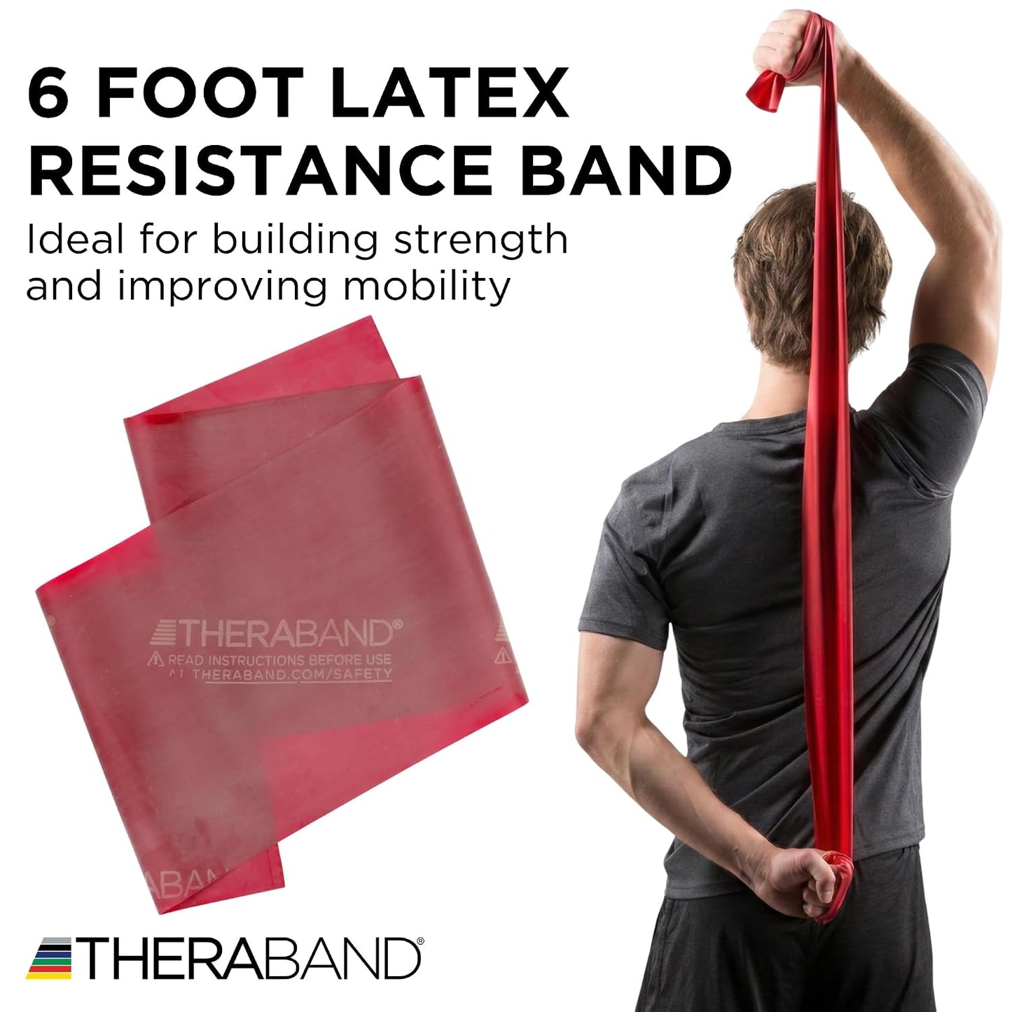 THERABAND Professional Resistance Bands Set, 7 Pack 6 ft Exercise Bands for Working Out, Stretch Bands for Physical Therapy, Pilates & Full Body Workout, Levels 1–7