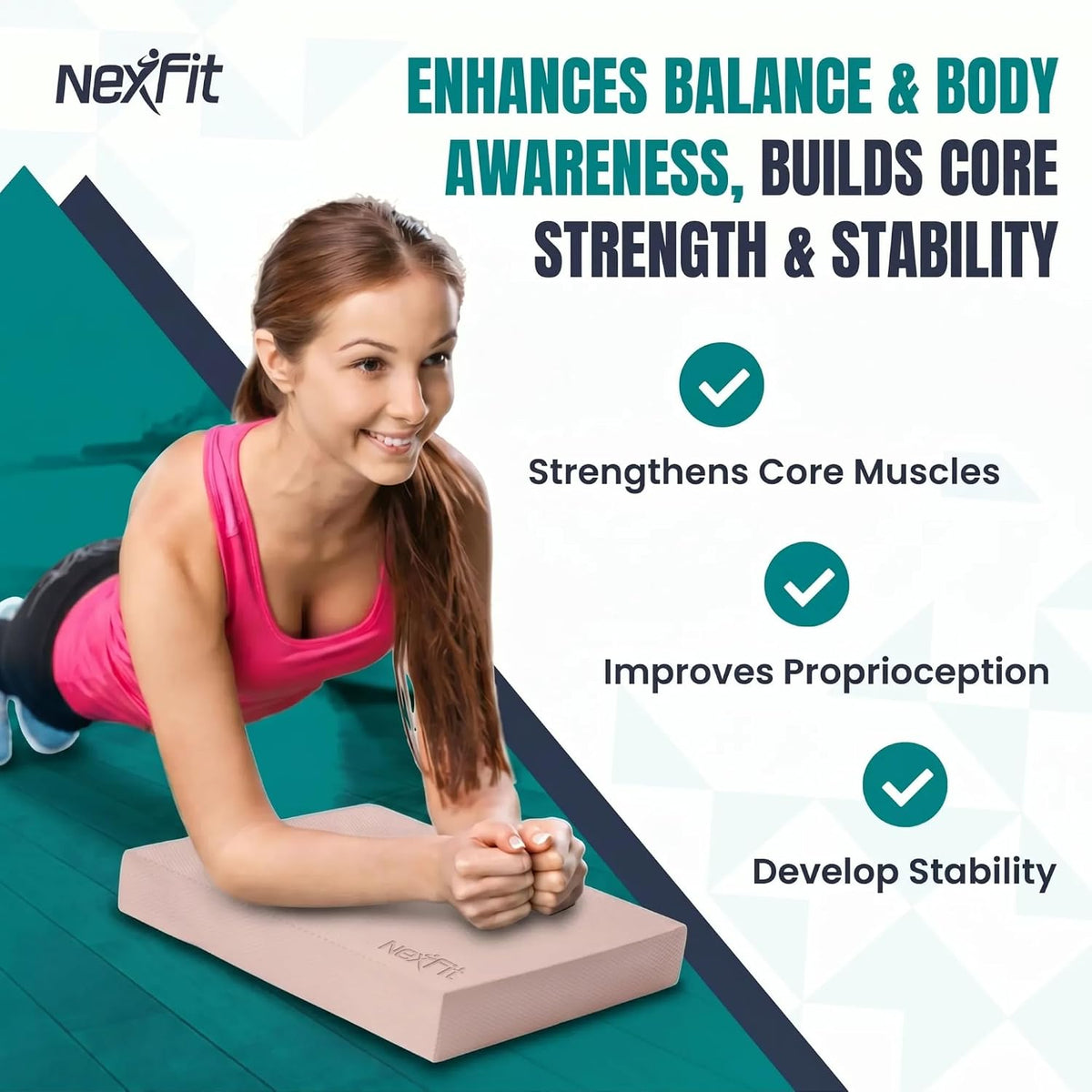 High-Density Balance Pad - Durable TPE Foam Balance Pad Physical Therapy, Foam Exercise Pad with Non-Slip Surface, Lightweight for Home & Gym Workouts, Core Strength & Balance Enhancement