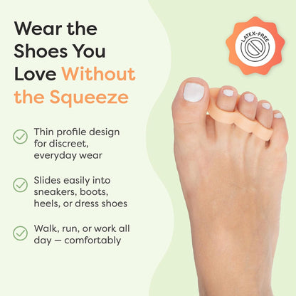 ZenToes Hammer Toe Corrector for Women & Men | Triple Loop Gel Toe Spacers & Separators | Realign Bent, Crooked, Curled, Claw, Hammertoes | Firm Support for Straightening | 4 Pack, Clear