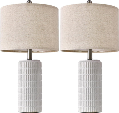 PoKat 23" Modern Ceramic Table Lamp Set of 2 for Living Room White Desk Lamps for Bedroom Farmhouse Bedside Nightstand Lamp House Warming Gifts New Home Decor End Table Lamps Gifts for Women Mom Beige
