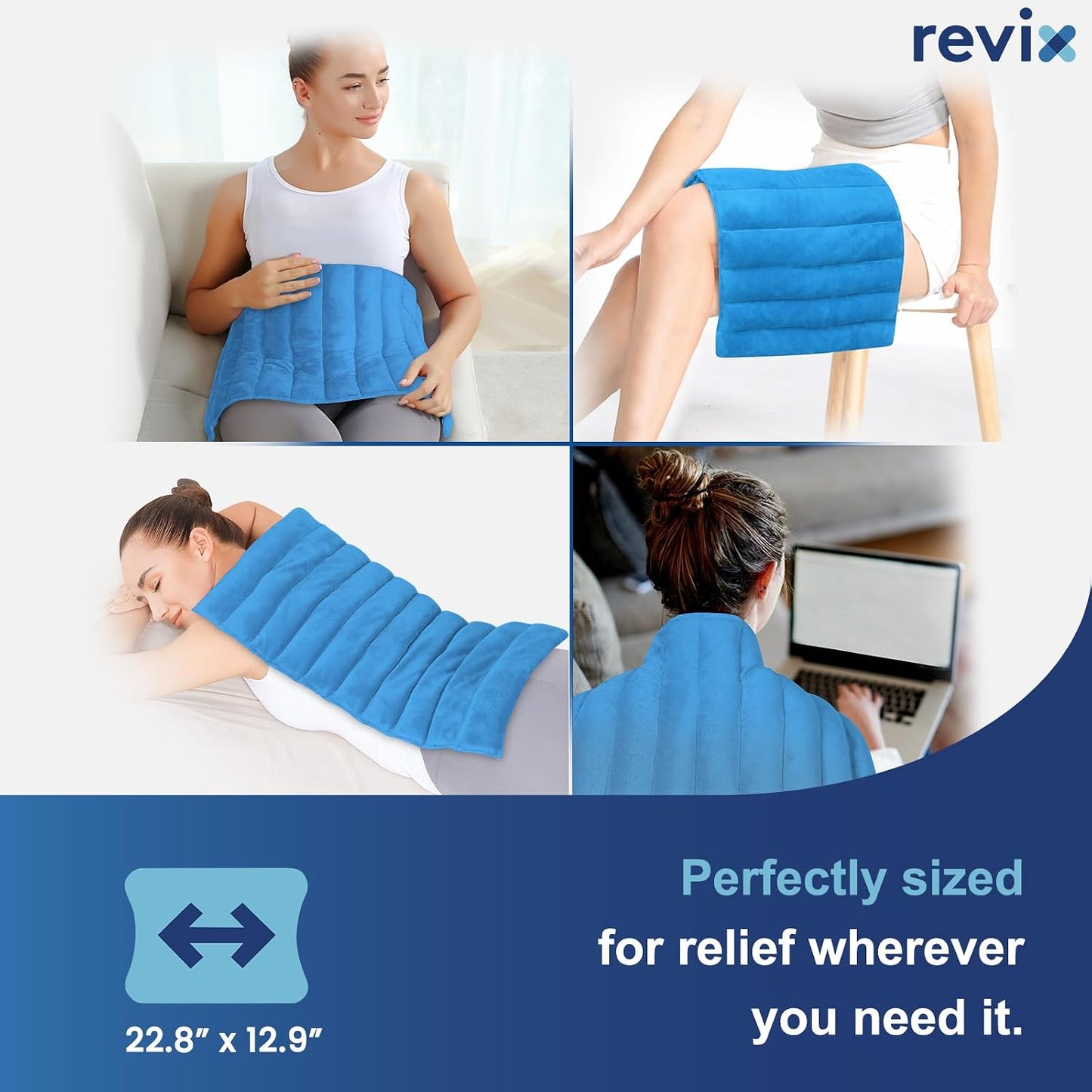 REVIX Extra Large Heating Pad Microwavable for Back with Moist Heat, Microwave Heated Wrap for Full Back, Neck Shoulder and Muscles, Rose Velvet XXL Rice Bean Bag