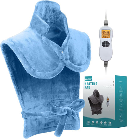 Ruqiji 19" x 24" Weighted Neck&Shoulder Heating Pad, 2.5lbs with 12 Temperature Settings&Countdown Timer,Pain Relief for Neck/Shoulders/Menstrual Pain(Dark Gray)